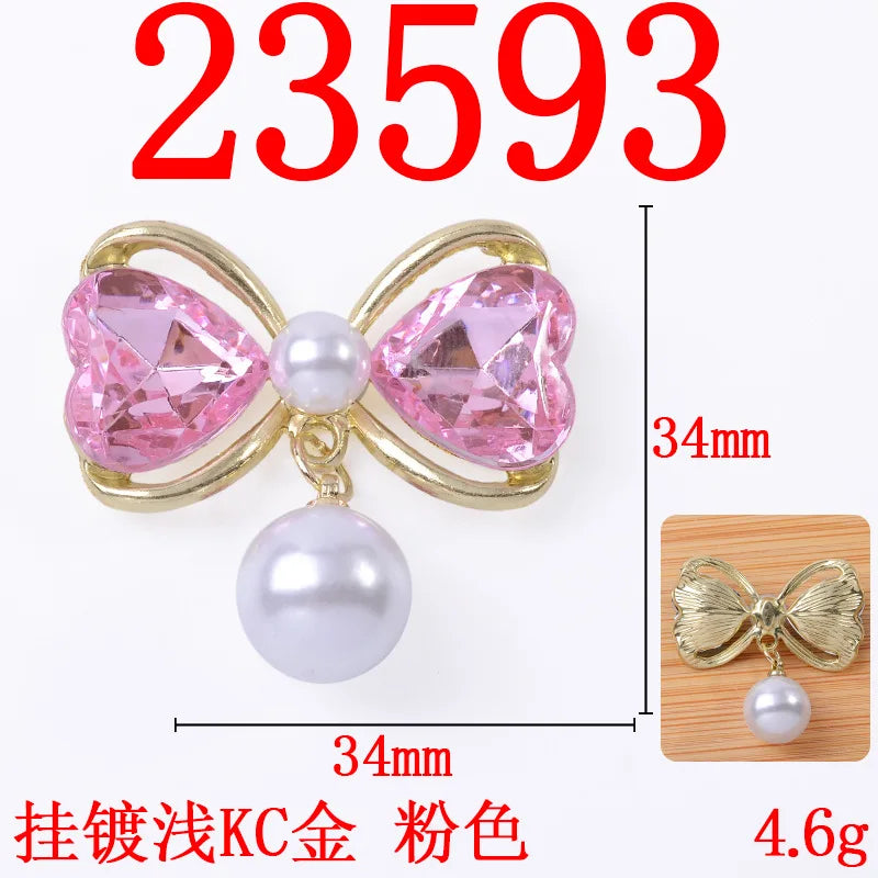 10pcs Sweet hair accessories hair rope alloy diy accessories hollow heart bow pearl pendant jewelry accessories