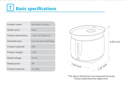 Cat Water Fountain Auto Filter Wireless Smart Pet Cat Drinker Bowl 2L Recirculate Filtring Drinker for Cats pet Water Dispenser