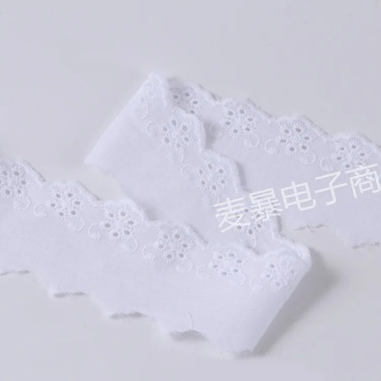 Beige White Floral Embroidery Cotton Lace Ribbon DIY Apparel Sewing & Fabric Handmade Crafts Material Lace Tape