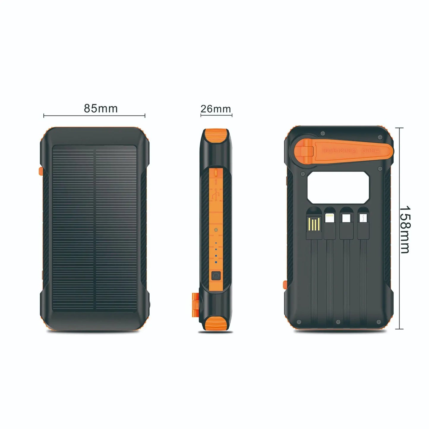 Hand-cranked Solar Power Bank with Four Cables21000mAh Large Capacity Fast Charging Outdoor Emergency Power Bank