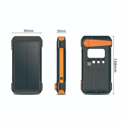 Hand-cranked Solar Power Bank with Four Cables21000mAh Large Capacity Fast Charging Outdoor Emergency Power Bank