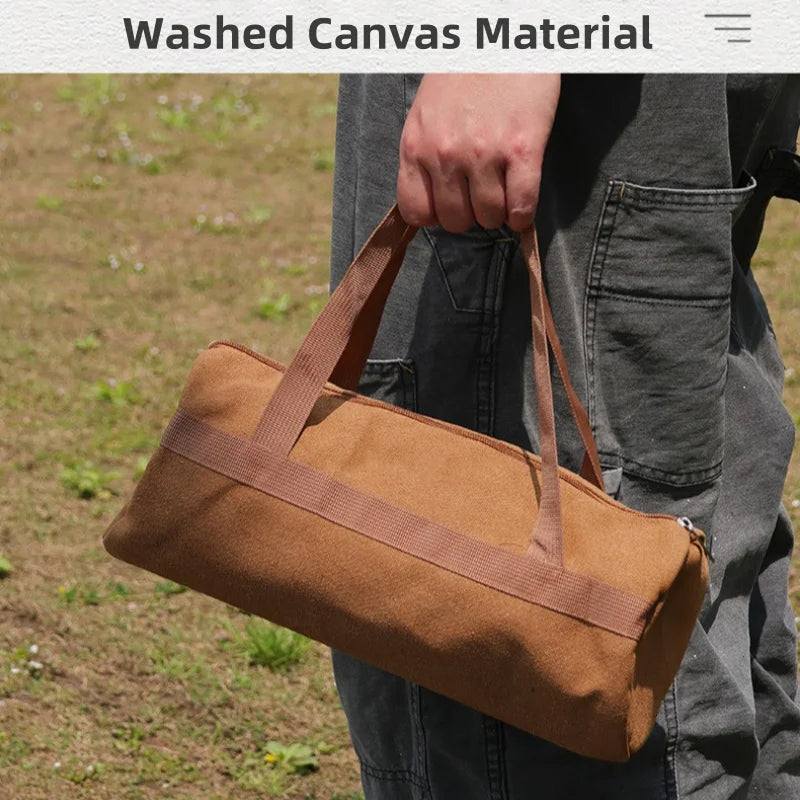 Camping Tools Storage Bag Large Capacity Cylinder Tent Stake Bag Lightweight Tent Peg Ground Nail Holder Bag for Outdoor Camping