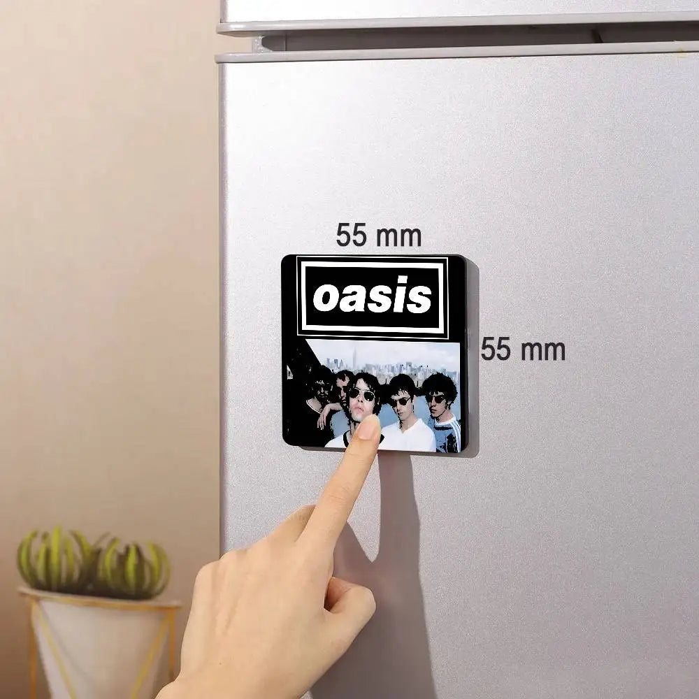 Rock O-Oasis Band  Fridge Magnet Photo Personalized For Office Family Kitchen Refrigerator Friends Gift Holiday Decor