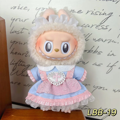 POP Labubu baby clothes 17cm plush vinyl labubu sit-down party first-generation and second-generation suit, clothes only