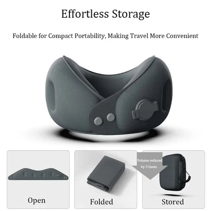 New Inflatable U-Shaped Travel Pillow For Airplane Car&Train Portable Soft Neck Pillow With Storage Bag Office Sleep Nap Pillows