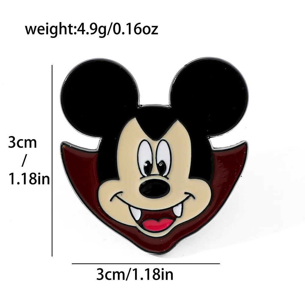 6 Pcs Cartoon cartoon character Mickey Brooch Halloween Mickey Mouse Donald Duck Metal badge Alloy drip pin accessories