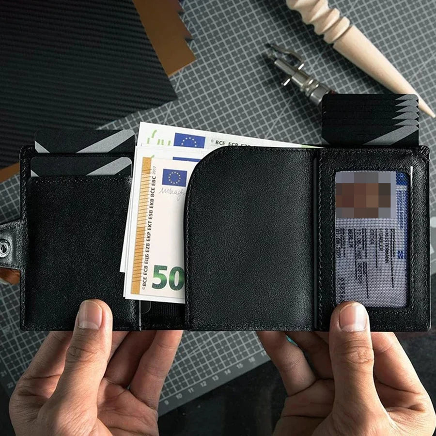 Men's RFID Blocking Wallet with Coin Pocket Airtag Wallet
