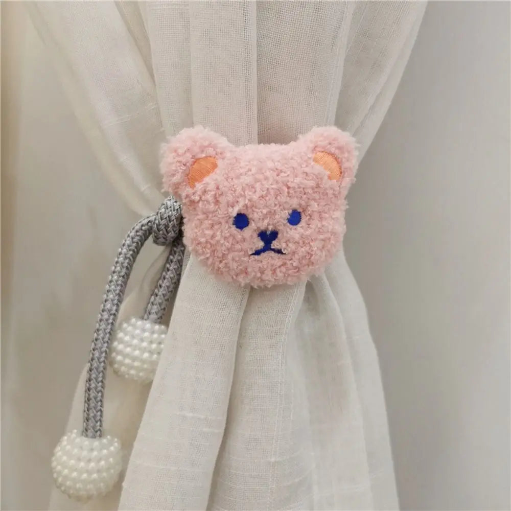 2Pcs Ins Cartoon Bear Curtain Cute Plush Window Curtain Buckles 3D Decorative Bear Curtain Tieback Curtain Accessories