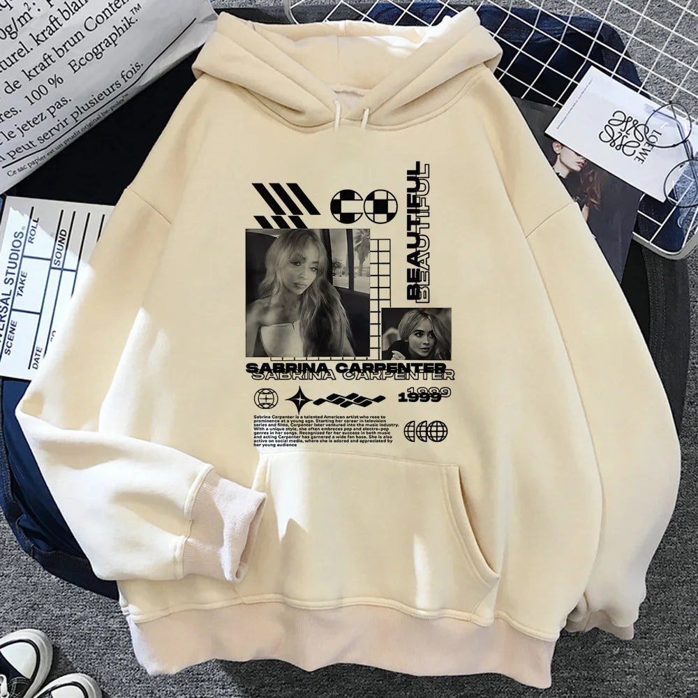 Sabrina Carpenter hoodie casual wear kawaii athleisure printed design girl sweatshirts youthful funny graphic elegant