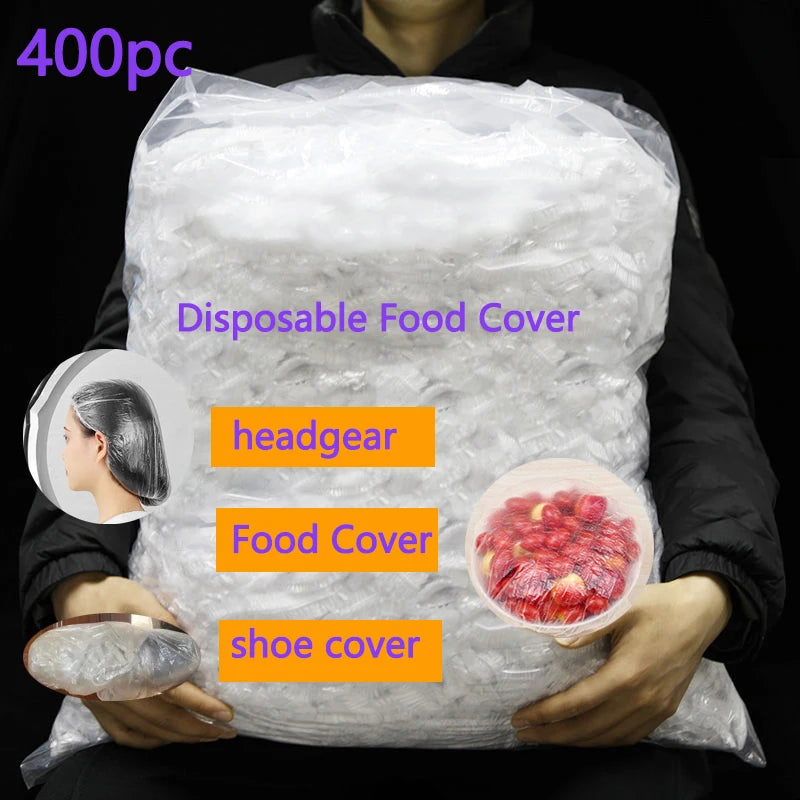 50/500PC Disposable Food Cover bags Elastic Plastic Wrap Food Reusable Dustproof Waterproof Hair Hat Shower Bowl Cap Fresh cover