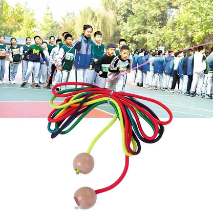 Anti-Slip Rainbow Long Rope Outdoor Fun Ball Handle Group Skipping Rope Exercise Workout Gym 5m Jump Rope Fitness Equipment