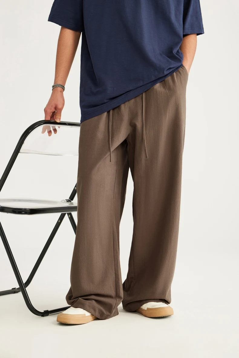 INFLATION Bamboo Cotton Linen  Wide Leg Pants 2024 Spring Summer All-match Casual Mens Trousers