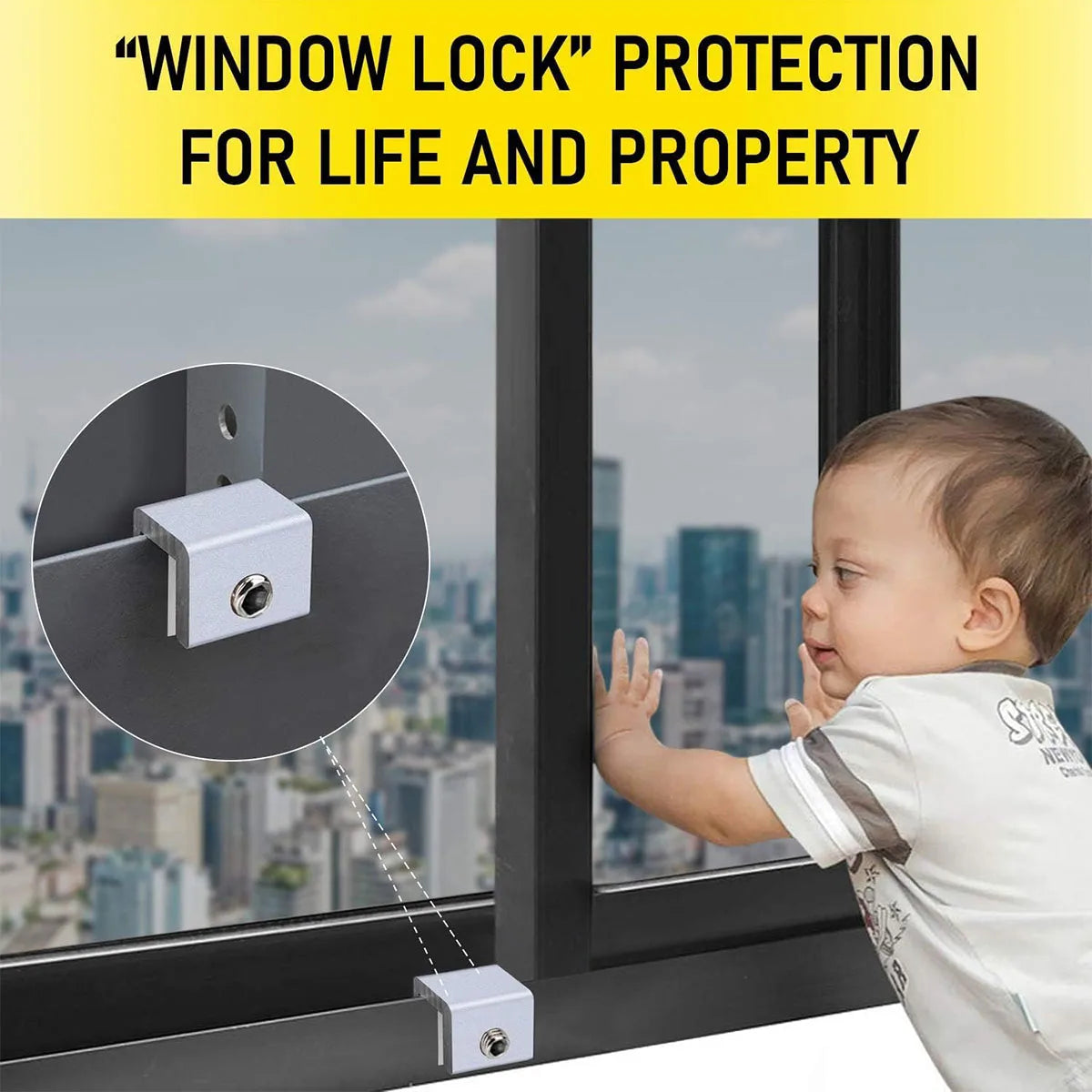 4pcs/set Sliding Window Locks Door Security Locks Window Stopper Window Security Bars with Key Adjustable Windows Security Locks