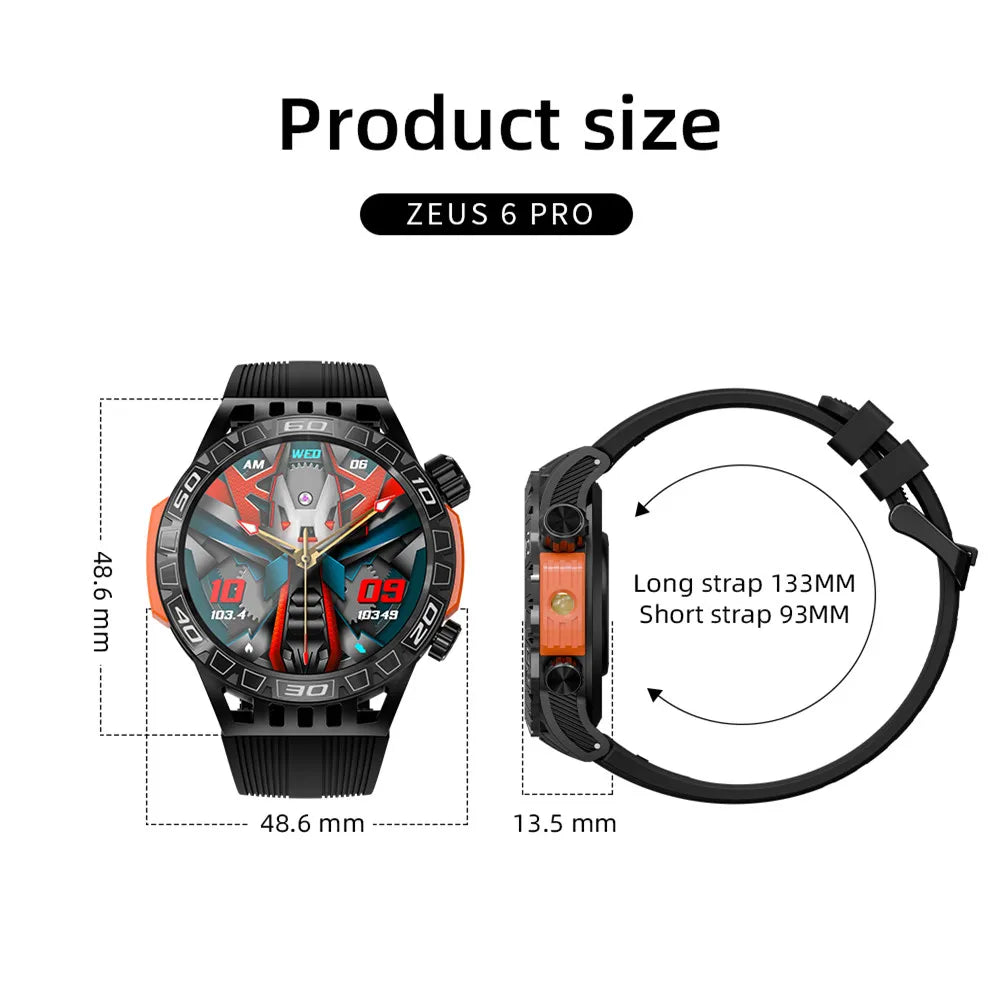 LOKMAT ZEUS 6 PRO Smart Watches Bluetooth Calls Flashlight Waterproof Smartwatches 1.46'' Screen Compass Sport Fitness Tracker