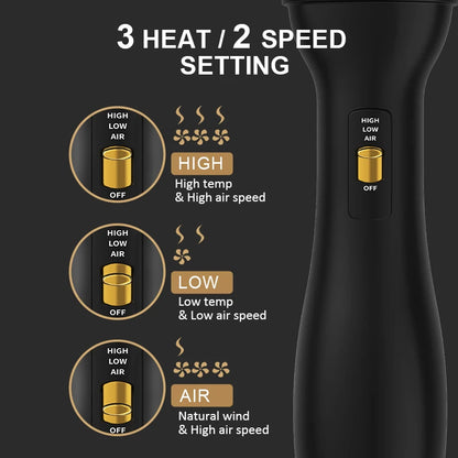 LISAPRO Elegant Black Golden Hot Air Brush 2.0  One Step Hair Dryer Brush and Styler Volumizer Multifunctional Blow Dryer Brush
