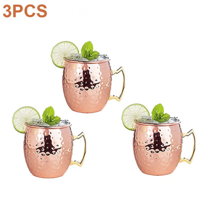 1-3pcs 550ml Hammered Copper Plated Moscow Mule Mug Beer Cup Coffee Cup Mug Copper Plated Canecas Mug Travel Mug Champagne Party