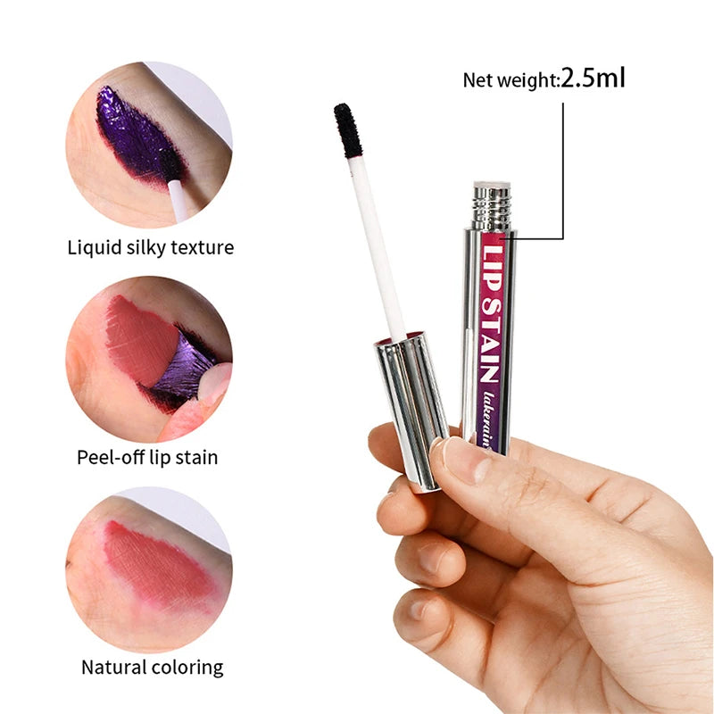 Peel Off Lip Stain Reveal Long Lasting Waterproof Pink Lip Tint Transfer Proof Non-stick Cup Natural Lip Stain Women's Cosmetics