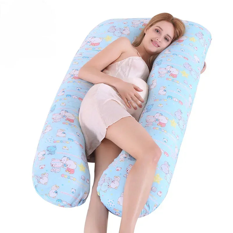Materbity Pillow for Women Cotton Color Matching Removable Washable U-shaped Waist Support Cushion Pillow Maternity Body Pillow