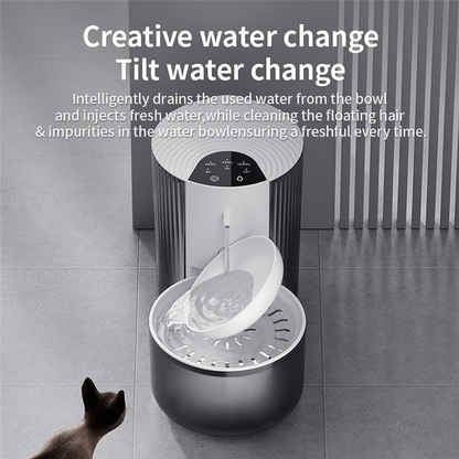 ABJI-3L Wireless Pet Water Fountain Rechargeable Dump Water Feeder Timed Smart No Filter Required