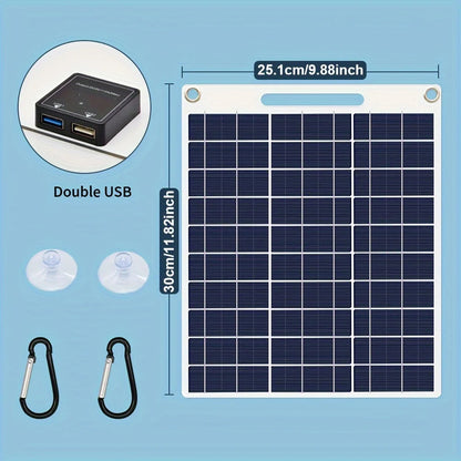Portable Solar Phone Charger - 2 USB Ports 5V/2.4A Fast Charging for Outdoor Adventures & Emergency Power Supply