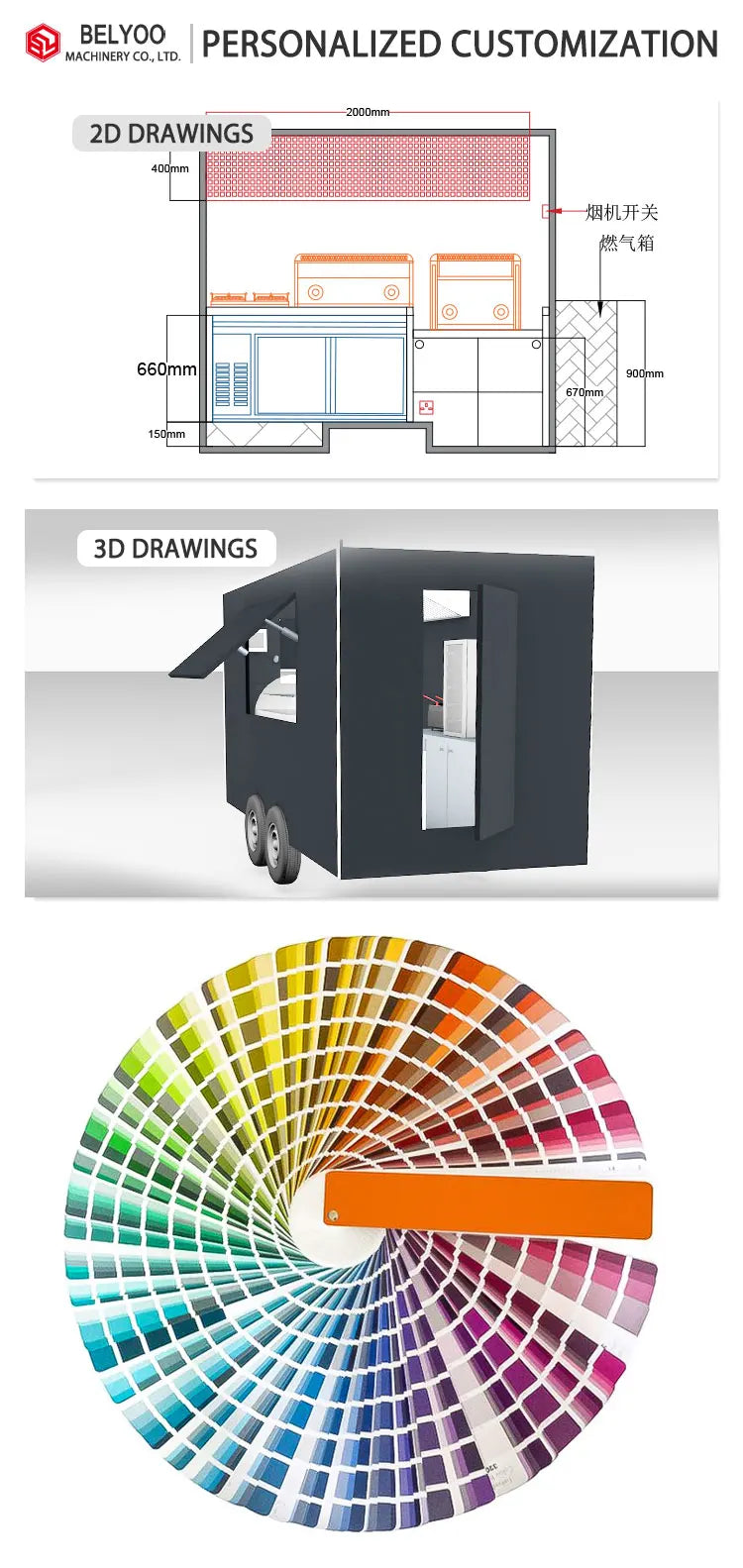 Luxury Multifunction Concession Food Trailer Coffee Vending Truck Big Mobile Food Truck Food Trailer for Street Fast Food