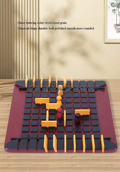 Wooden Checkers Board Tabletop Games Chess Two-Player Game Board Set Travel Portable Chess Game Sets Interactive Game For Family