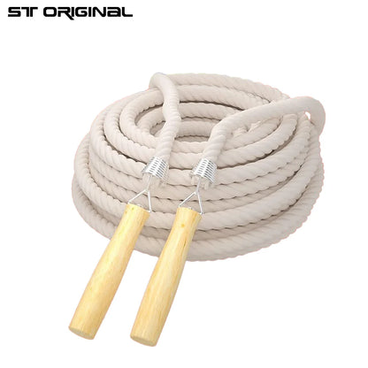 ST ORIGINAL  3/10/15m Thick Long Jump Rope Spring Group Skipping Rope Anti-slip Wooden Handles School Collective Sports Shaking