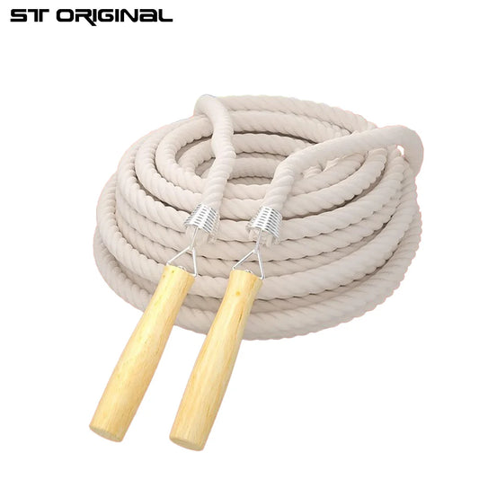 ST ORIGINAL  3/10/15m Thick Long Jump Rope Spring Group Skipping Rope Anti-slip Wooden Handles School Collective Sports Shaking