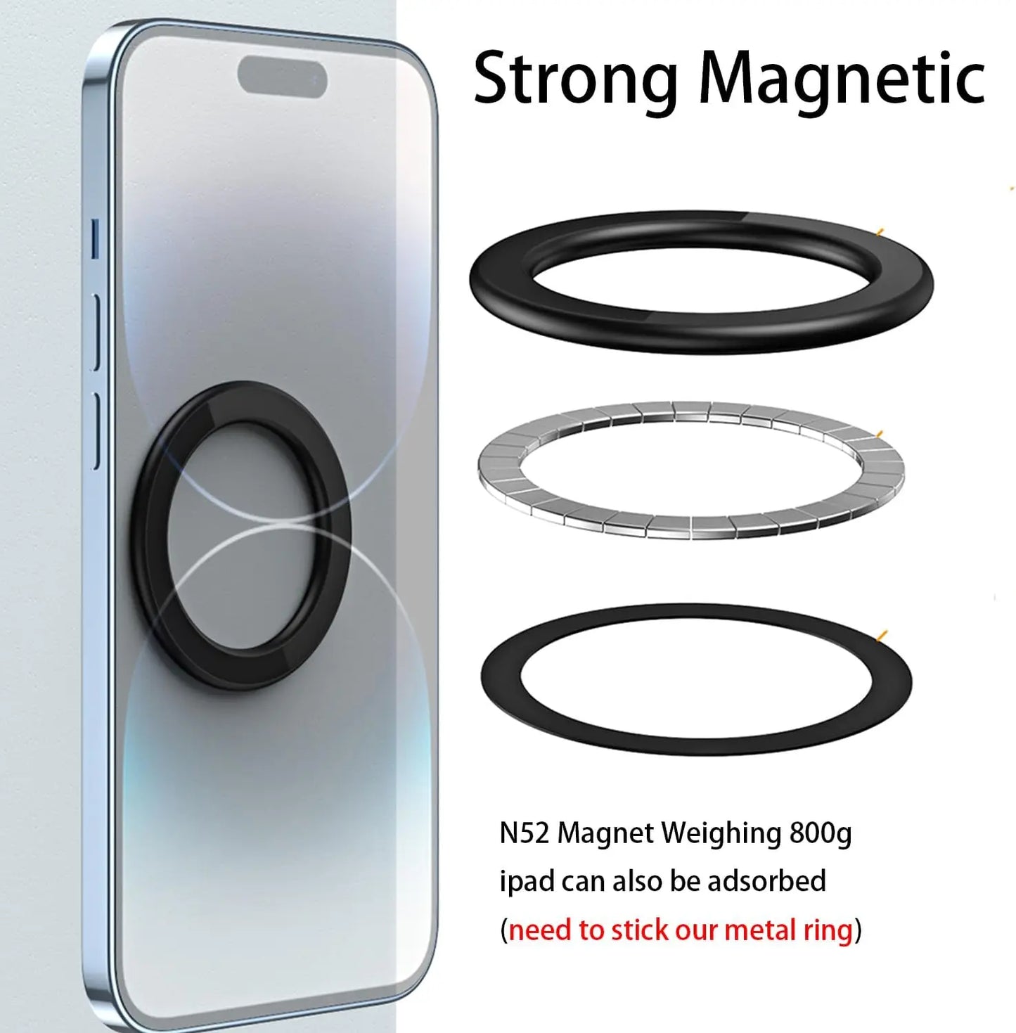 Magnetic Phone Holder For iPhone 15 14 13 12 Pro Max Magnet Ring Mount For Magsafe Smartphone Holder Stand for Wall Kitchen Car