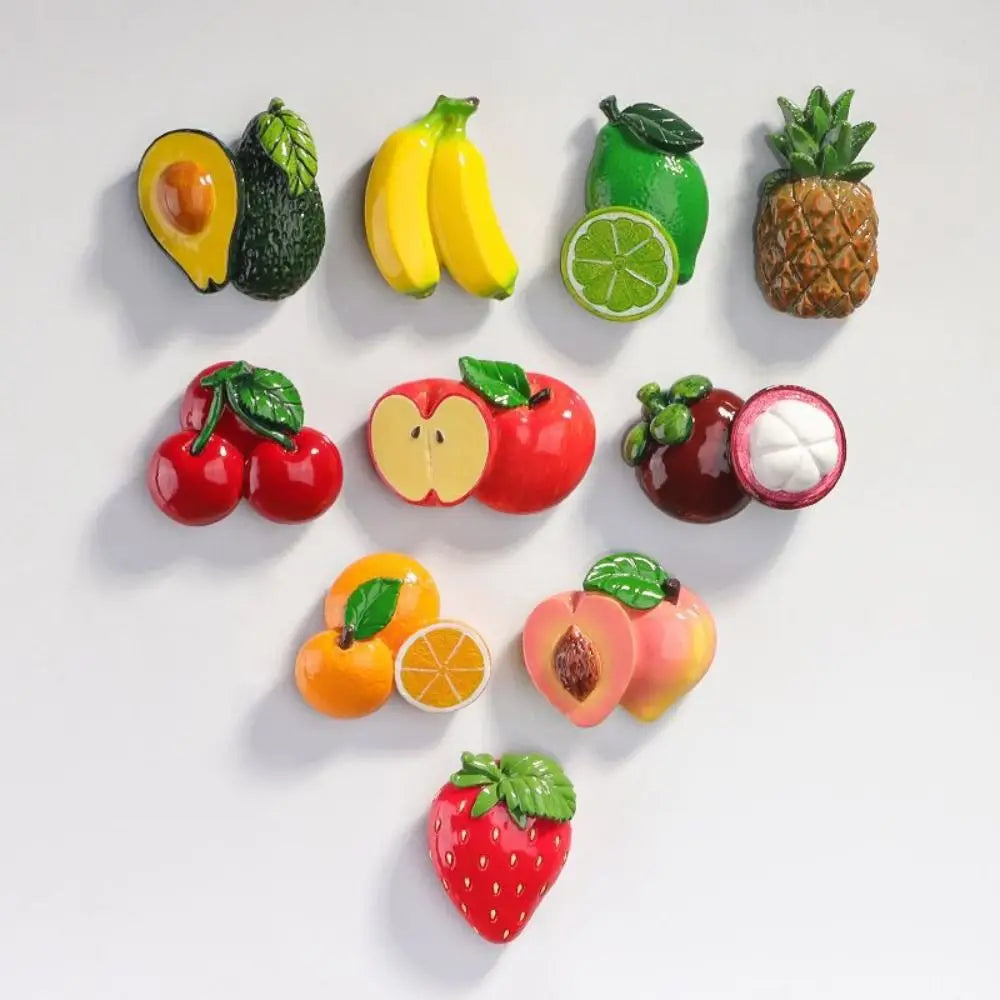 3D 3D Fruit Refrigerator Stickers Magnetic Cartoon Simulated Fruit Magnetic Stickers Cute Fruit Design Resin Food Toys