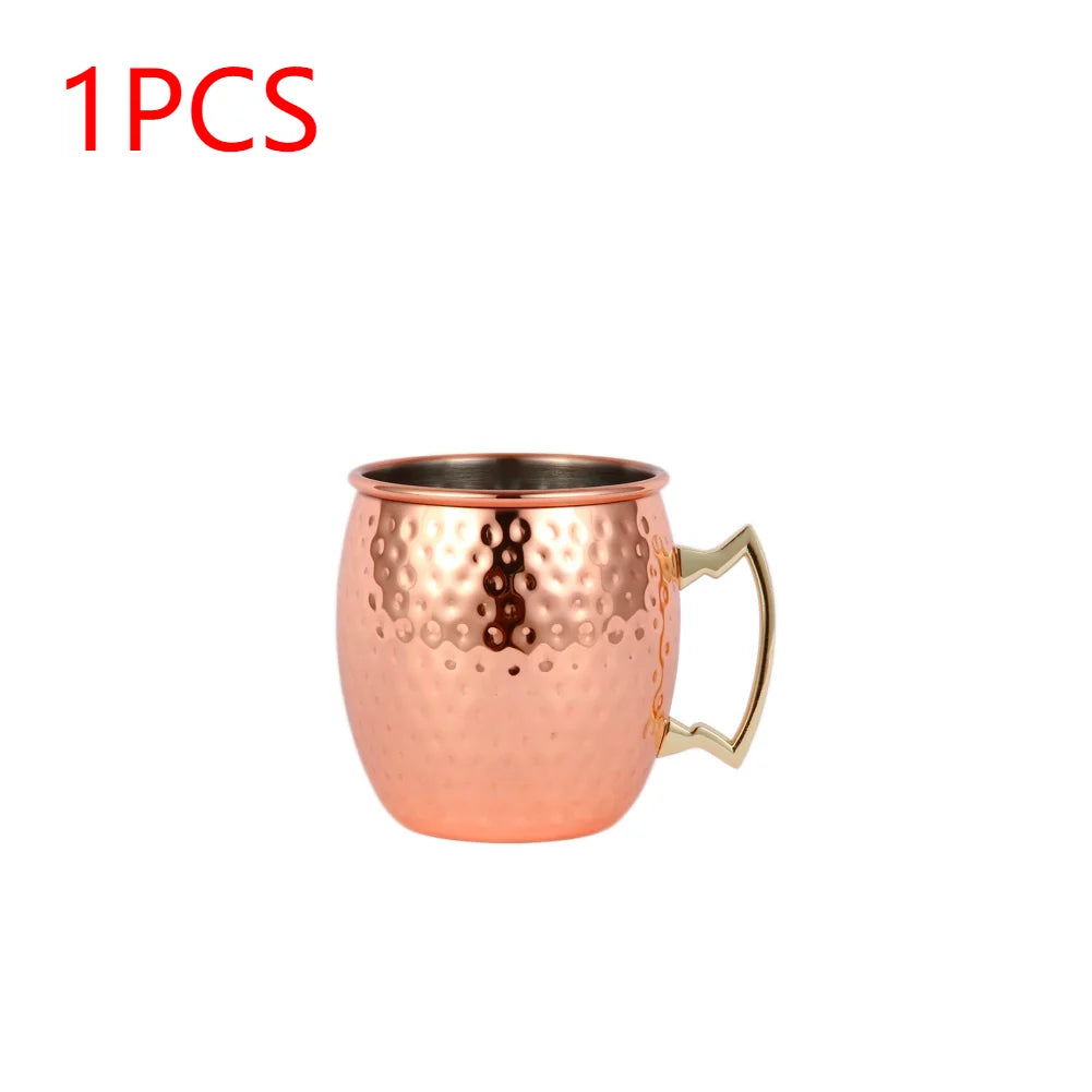 1-4PCS Mug Moscow Mule Stainless Steel Cup Beer Russia Moscow Mule Copper Mugs Bar Tools High Quality Party Bar Drinkware Tools