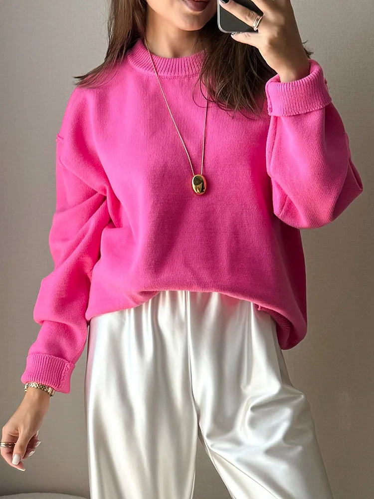 Blue Oversize Sweaters For Women Winter Thick Beige Pullover Woman Autumn Fashion Loose O Neck Ladies Sweaters Jumpers Women