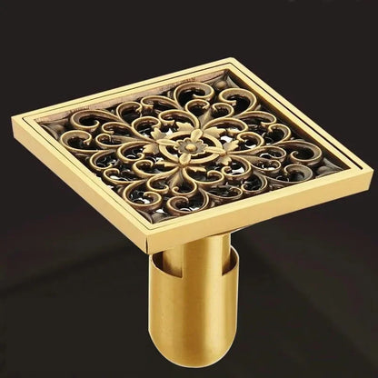 Antique Euro Square Floor Drains Deodorant Floor Drain Strainer Cover Brass Shower Hardware Bathroom Accessories Floor Drain