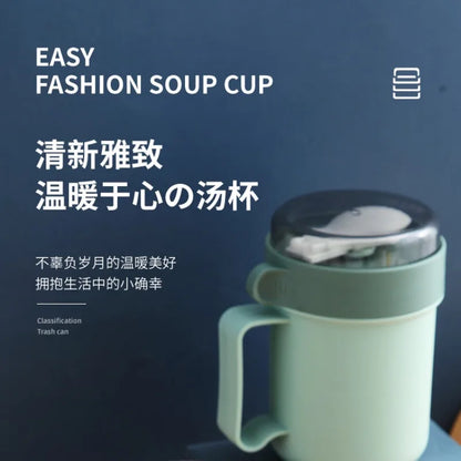 500ML Portable Breakfast Cups Oatmeal Cereal Nut Yogurt Salad Cup with Lid Spoon School Lunch Box Microwave for Kitchen Tools