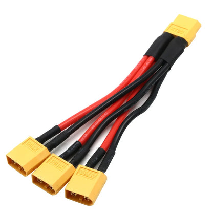 XT60 Parallel Battery Connector Male/Female Cable Dual Extension Y Splitter/ 3-Way 14AWG Silicone Wire for RC Battery Motor