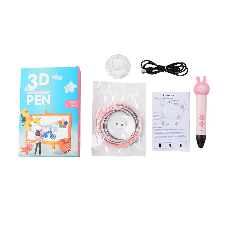2022 3d Pen for Kids PLA Filament 1.75mm Set 3D Printing Pens Kit Safe Low Temperature Anti-Scald USB Charging Birthday Gift