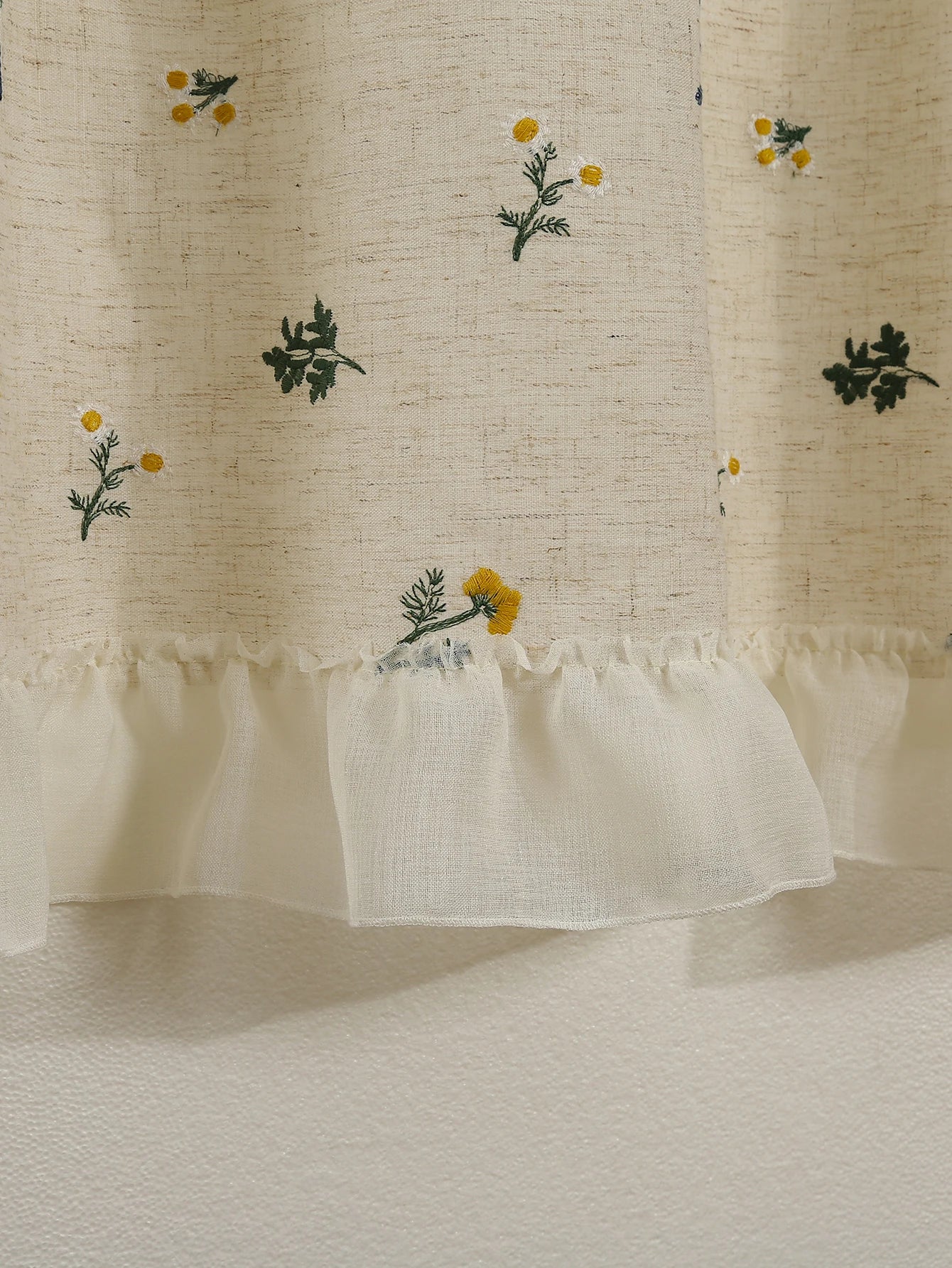 Linen Embroidery Curtain Small Fresh Curtain Rustic Wind Drift Window Curtain Ambience Sense Short Curtain