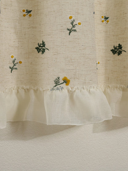 Linen Embroidery Curtain Small Fresh Curtain Rustic Wind Drift Window Curtain Ambience Sense Short Curtain