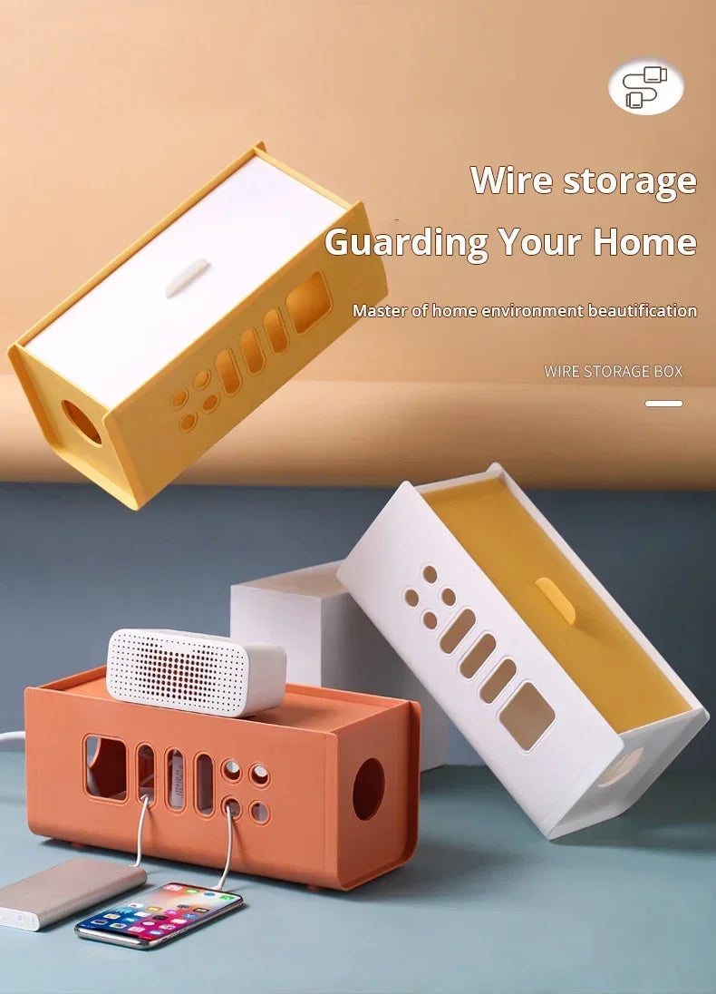 Cable Storage Box Multifunctional Power Board Wire Management Socket Wire Case Home Room Safety Network Line Storage Bin