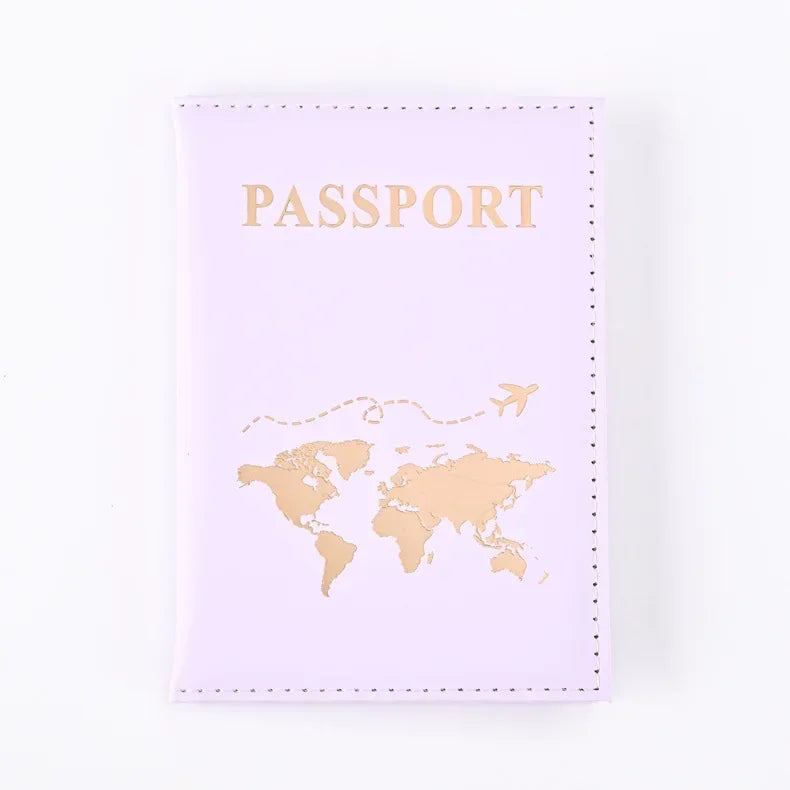 Travel Gold Passport Holder Cover Case for Women Men PU Leather Ticket Map Passport Covers Passport Protective Accessories