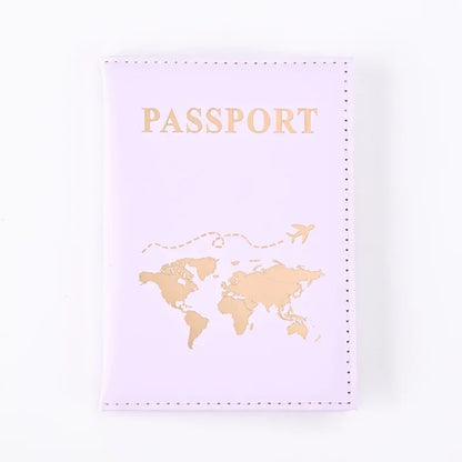Travel Gold Passport Holder Cover Case for Women Men PU Leather Ticket Map Passport Covers Passport Protective Accessories