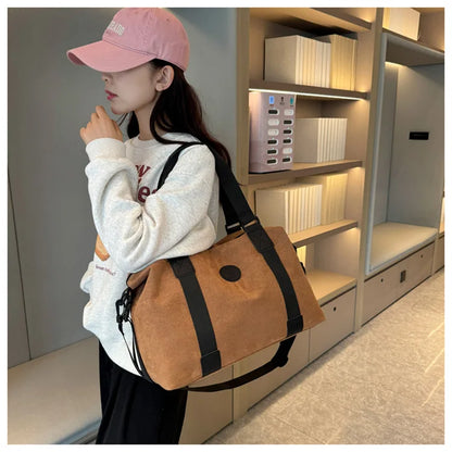 Men's Large Capacity Fashionable Short Distance Travel Totes New Suede Travel Handbag Women's Portable Sports and Fitness Bag