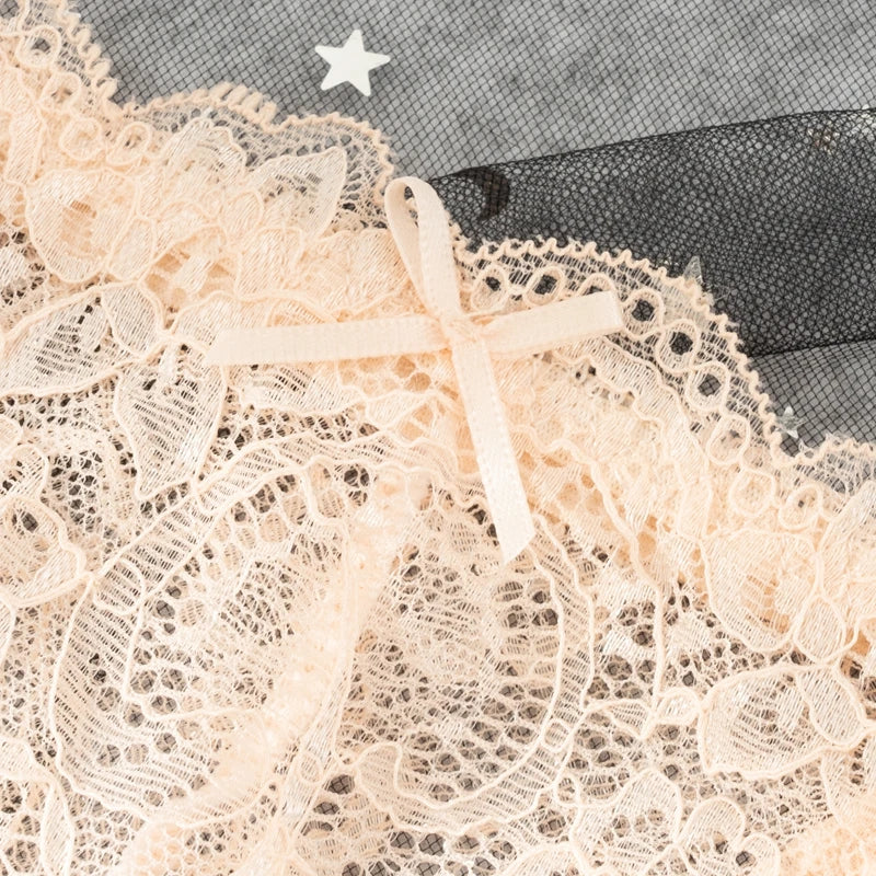 3PCS Hollow Out See Through Underpants Comfortable Briefs Sexy Ladies Lace Transparent Panties Low-Rise Lingerie