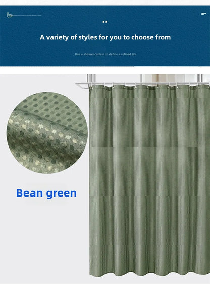 Plain Waffle Waterproof and Mildew-proof Polyester Shower Curtain, Bathroom Curtain, Bathroom Partition Curtain, Shower Curtain