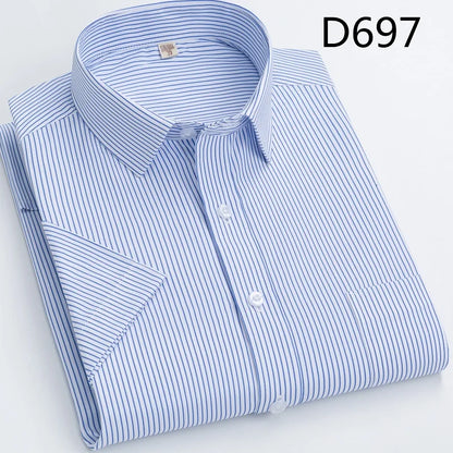 Men's short-sleeved shirt casual non-ironing anti-wrinkle spring summer shirt top high-quality slim-fit formal wear to work