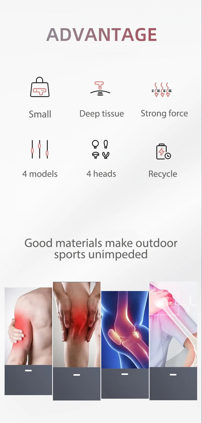 Mini Massager Gun 4 Heads Portable for Fascia Gun Body Back Muscle Recovery Athletes Home Gym Deep Tissue Relaxation Handheld