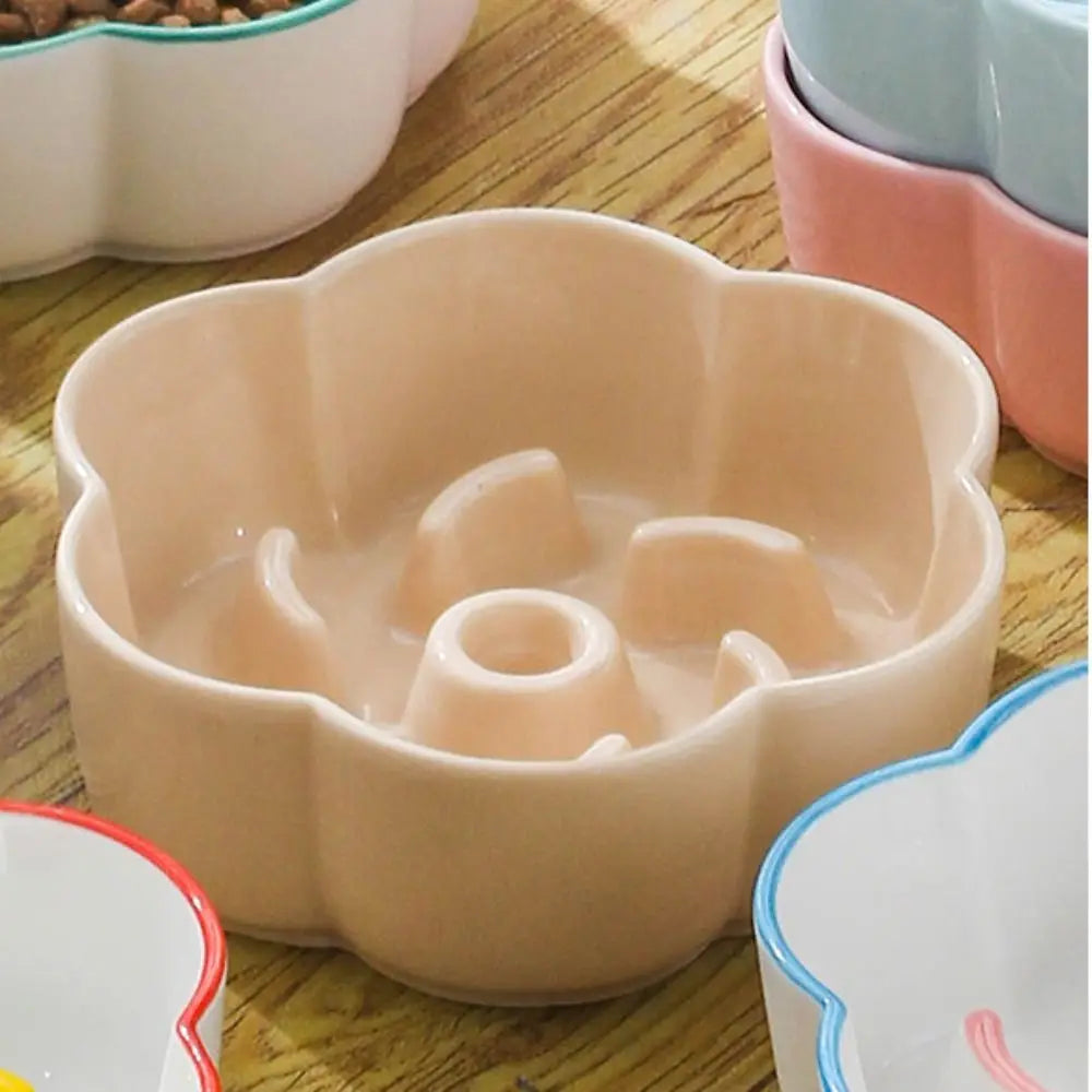 Ceramic Cat Slow Food Bowl Cute Creative Dog Food Feeding Basin Multi-use Large Capacity Pet Drinking Feeder Water Container