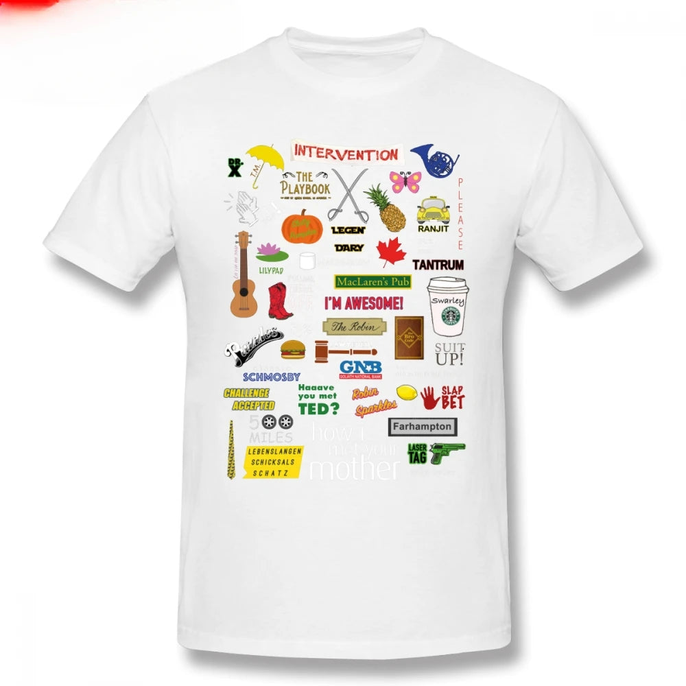 Mens Bet T Shirts How I Met Your Mother T-Shirt Cotton Tee Big Graphic Cute Beach New Arrival Round Collar heavyweight Informal