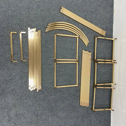 Shiny Gold-Plated Square Screen Backdrop Shelf, Wedding Arch, Geometric Flower, Door Stand, Artificial Flor, 2.2m, 3Pcs