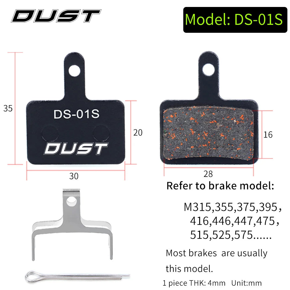 DUST 1Pair Semi-Metal Bicycle Hydraulic Disc Brake Pads MTB Mountain Bike Parts for SHIMANO XT XTR M315 SRAM Avid BB5 BB7 E1 E3